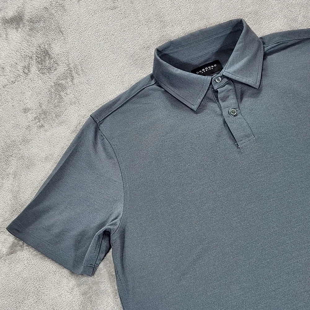 Unbound Merino Polo Shirt Mens Large Gray Solid Merino Wool Blend Knit Casual